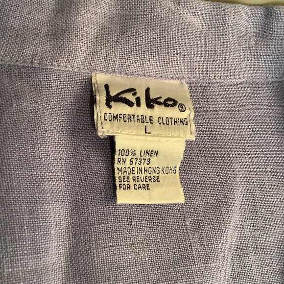 Kiko Linen Purple Button-Up Shirt Size Large Tunic Button Up - Picture 5 of 9